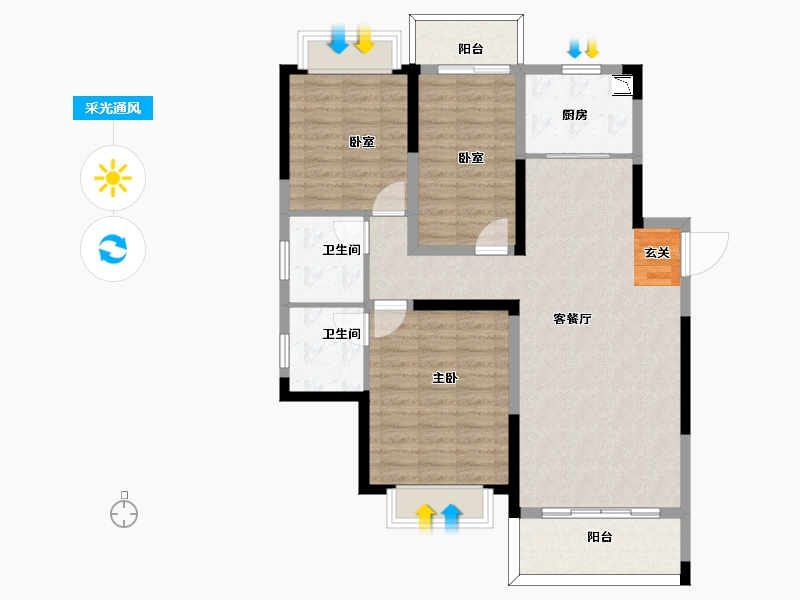 湖南省-长沙市-梦想新天地-99.99-户型库-采光通风