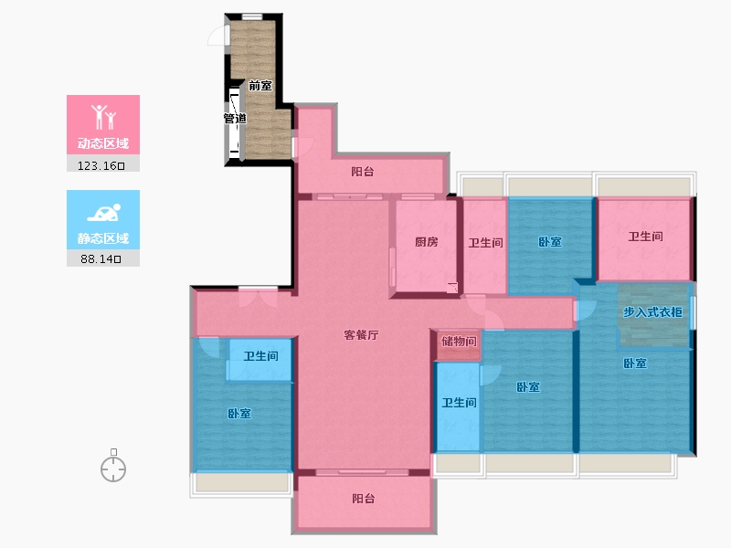 湖北省-武汉市-伟鹏万科御玺滨江-201.00-户型库-动静分区