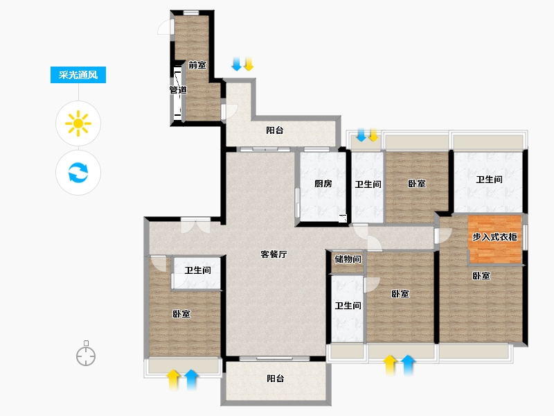 湖北省-武汉市-伟鹏万科御玺滨江-201.00-户型库-采光通风