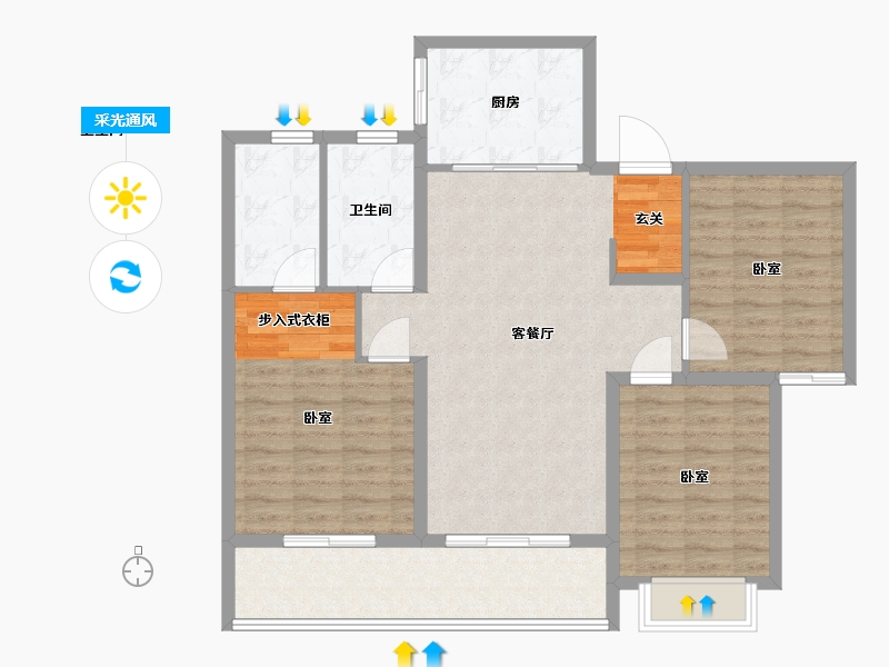 湖北省-武汉市-绿城金地凤起听澜-102.25-户型库-采光通风