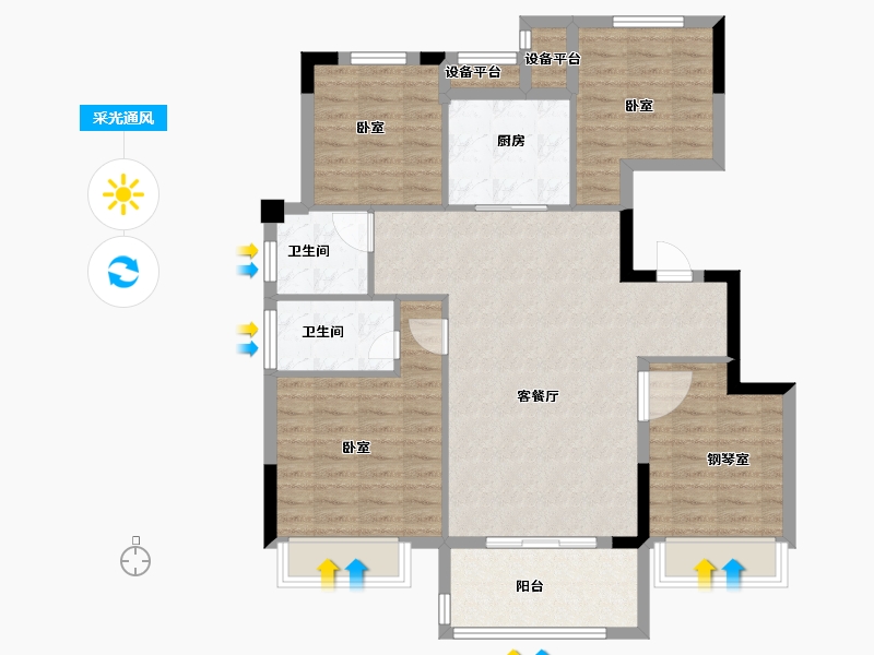 浙江省-绍兴市-阳光城檀悦-98.00-户型库-采光通风