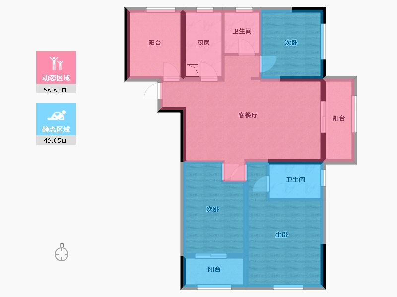 湖南省-长沙市-五矿沁园金城-93.47-户型库-动静分区