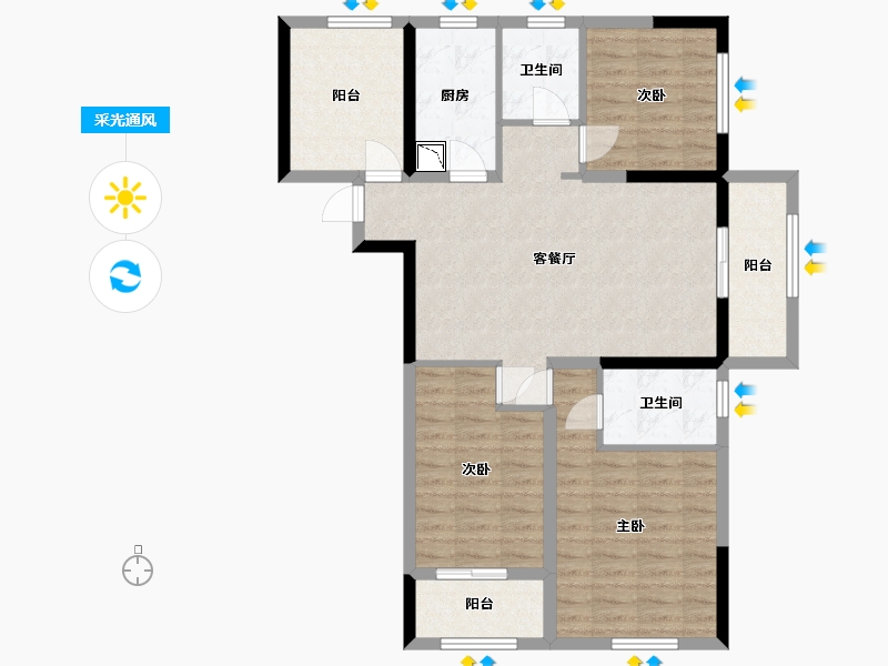 湖南省-长沙市-五矿沁园金城-93.47-户型库-采光通风