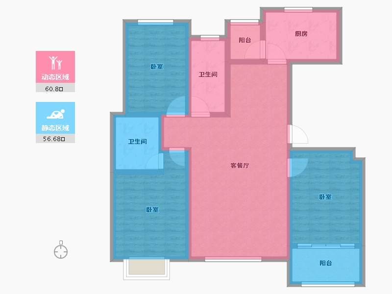 山东省-潍坊市-北辰白鹭湾-104.78-户型库-动静分区