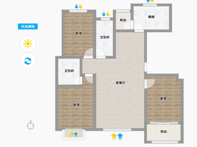 山东省-潍坊市-北辰白鹭湾-104.78-户型库-采光通风