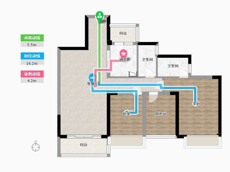 广东省-广州市-碧桂园印象花城-88.71-户型库-动静线