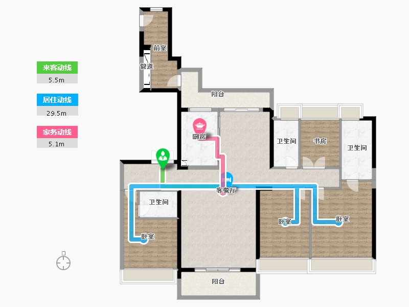 湖北省-武汉市-伟鹏万科御玺滨江-169.00-户型库-动静线