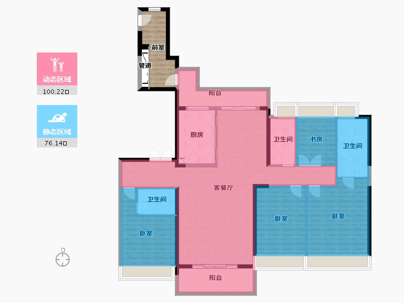 湖北省-武汉市-伟鹏万科御玺滨江-169.00-户型库-动静分区