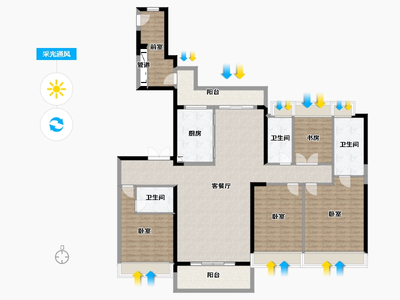 湖北省-武汉市-伟鹏万科御玺滨江-169.00-户型库-采光通风