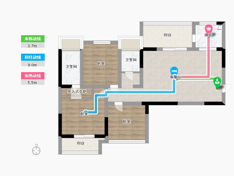 湖北省-武汉市-东方城三期-70.49-户型库-动静线