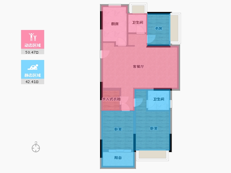 浙江省-杭州市-久尚云筑-82.99-户型库-动静分区