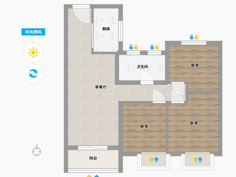 湖北省-武汉市-东原乐见城-63.01-户型库-采光通风