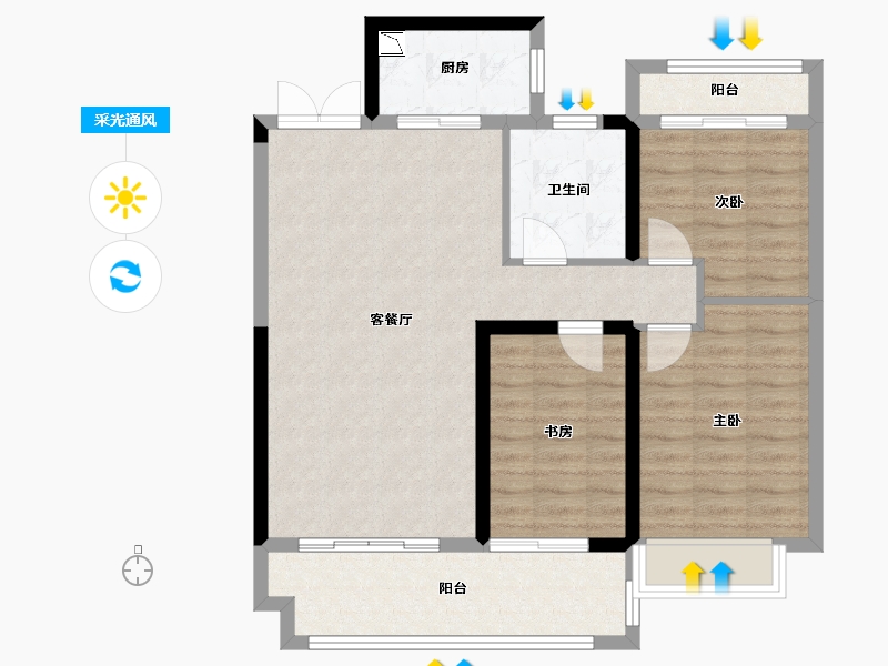 湖南省-湘潭市-湘潭万达广场（万达华府）-86.30-户型库-采光通风