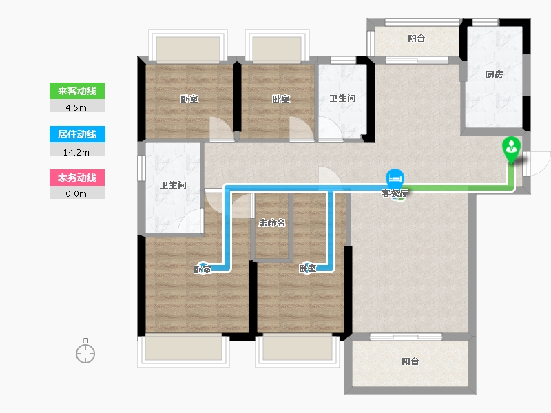 湖北省-武汉市-盘龙湾梅苑-98.37-户型库-动静线