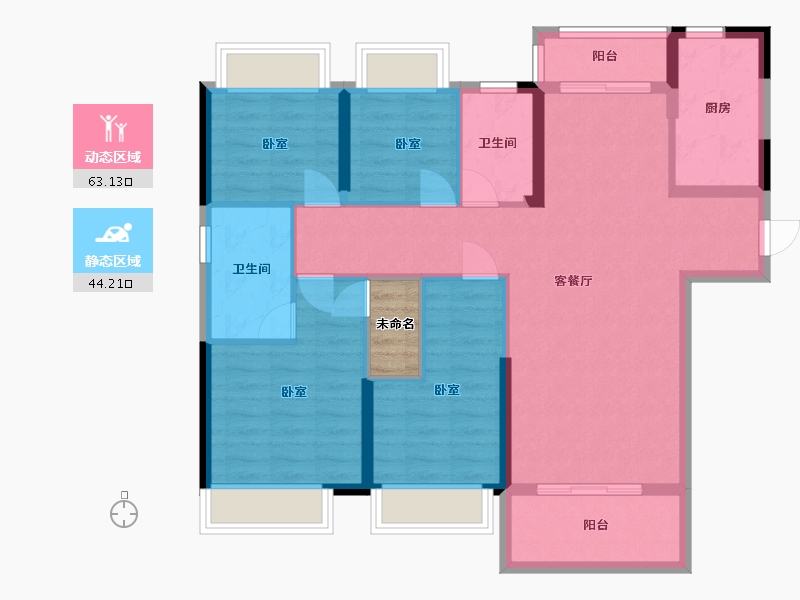 湖北省-武汉市-盘龙湾梅苑-98.37-户型库-动静分区