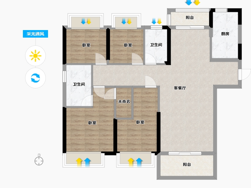 湖北省-武汉市-盘龙湾梅苑-98.37-户型库-采光通风