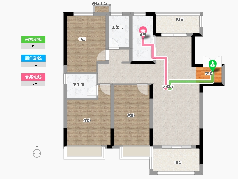 安徽省-宿州市-冠景·凯旋门-101.80-户型库-动静线