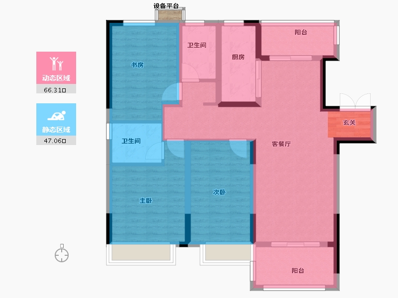 安徽省-宿州市-冠景·凯旋门-101.80-户型库-动静分区