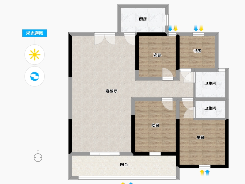 山东省-临沂市-慧谷LY100-103.84-户型库-采光通风