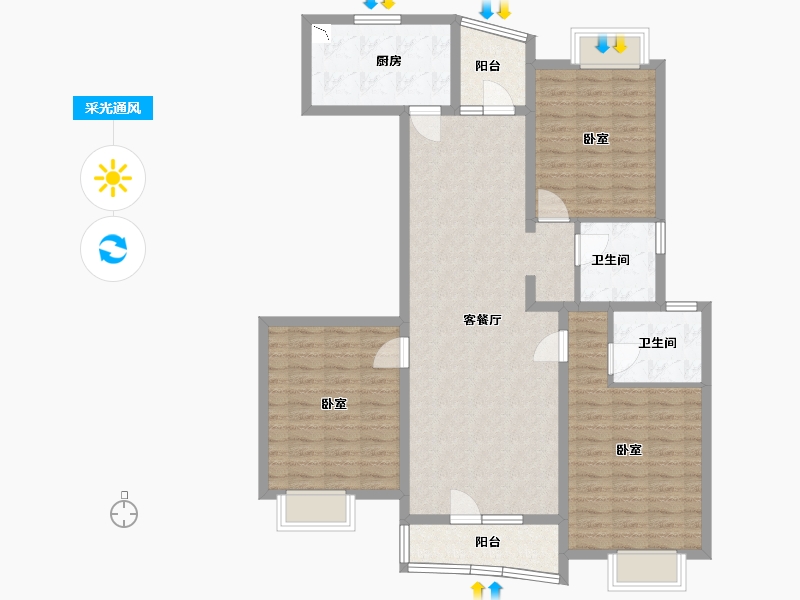 湖北省-武汉市-恋湖家园滨湖区二期-112.00-户型库-采光通风