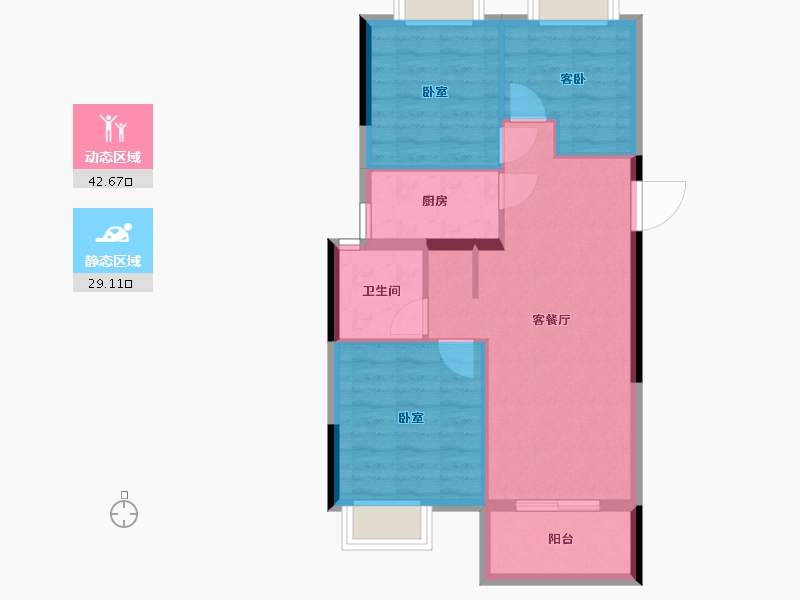 湖北省-武汉市-东原乐见城-64.62-户型库-动静分区