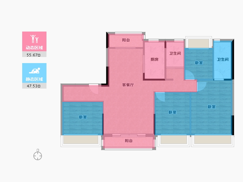 湖南省-衡阳市-碧桂园·首府-93.53-户型库-动静分区