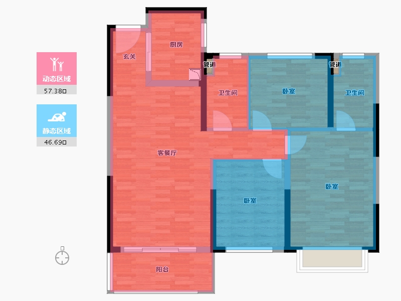 湖南省-长沙市-梦想新天地-94.00-户型库-动静分区