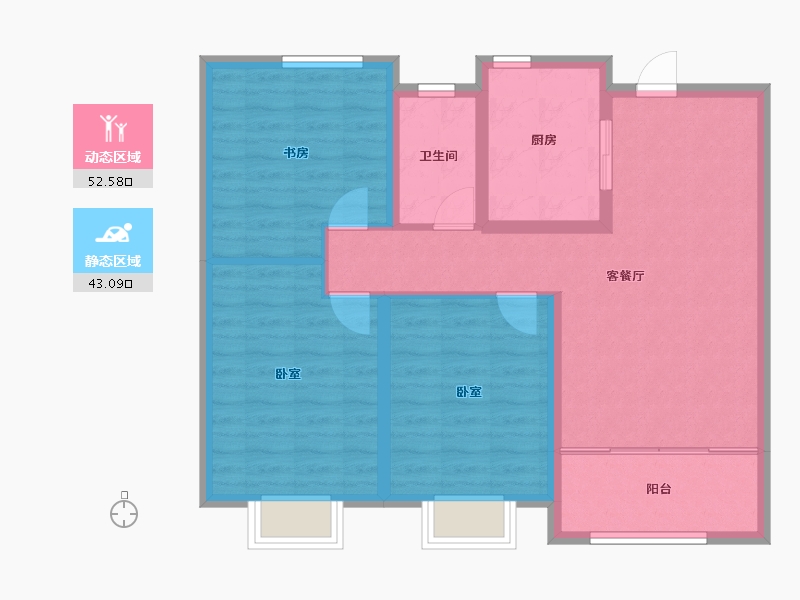 山东省-潍坊市-北辰白鹭湾-86.00-户型库-动静分区