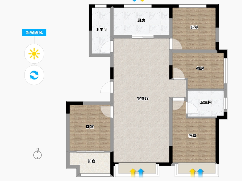 山东省-潍坊市-霞飞6号-114.00-户型库-采光通风