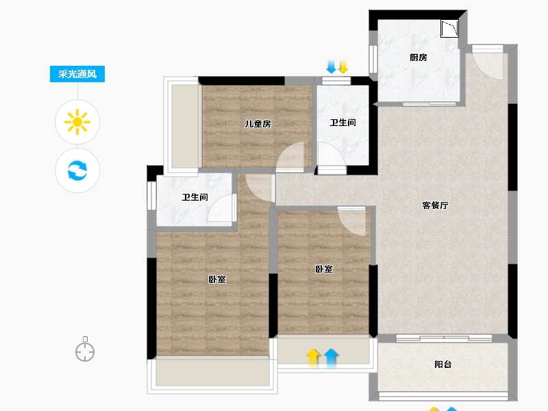 广东省-广州市-海伦湾-74.73-户型库-采光通风