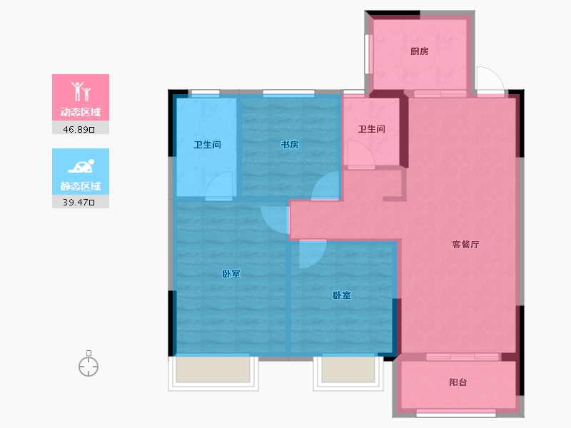 湖北省-武汉市-保利翡丽公馆-77.70-户型库-动静分区