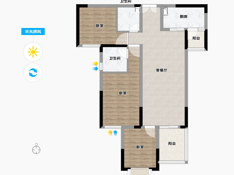 湖北省-宜昌市-宜昌中心天宸府-89.05-户型库-采光通风