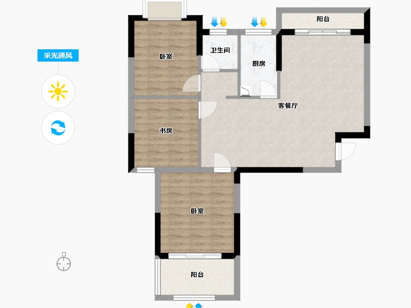 湖北省-武汉市-荷风雅居二期-82.66-户型库-采光通风