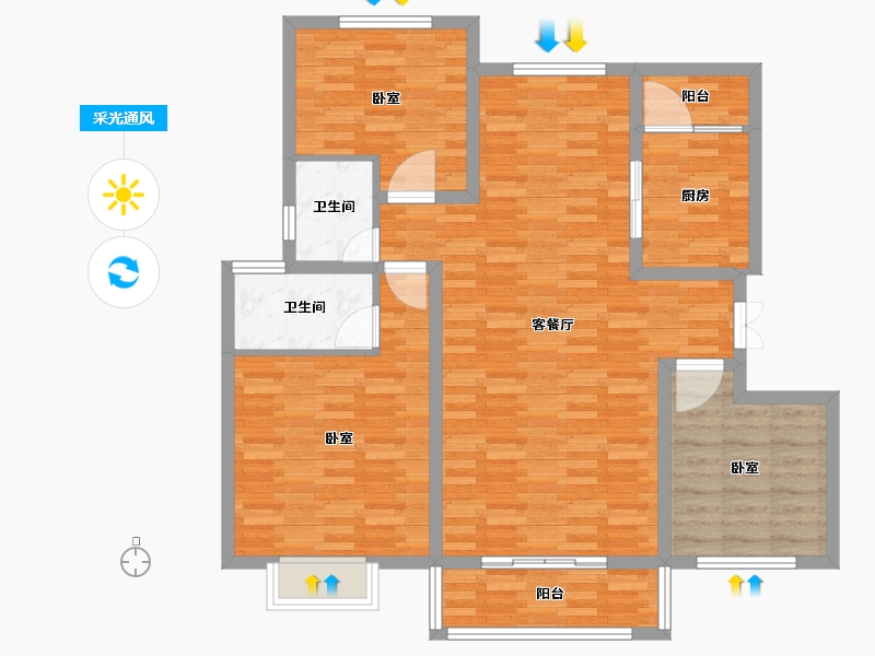 河南省-开封市-亿中永圣城-103.00-户型库-采光通风