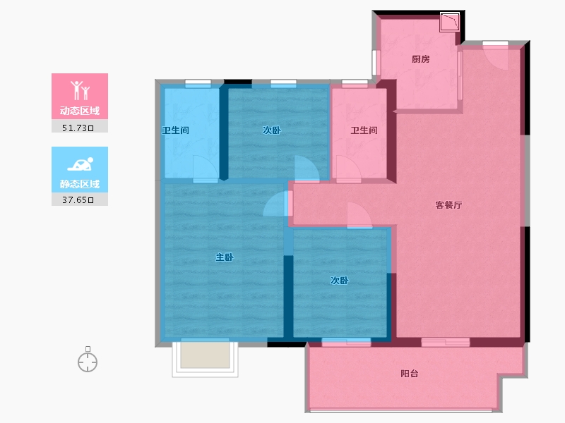 河南省-洛阳市-绿都中梁青云赋-80.00-户型库-动静分区