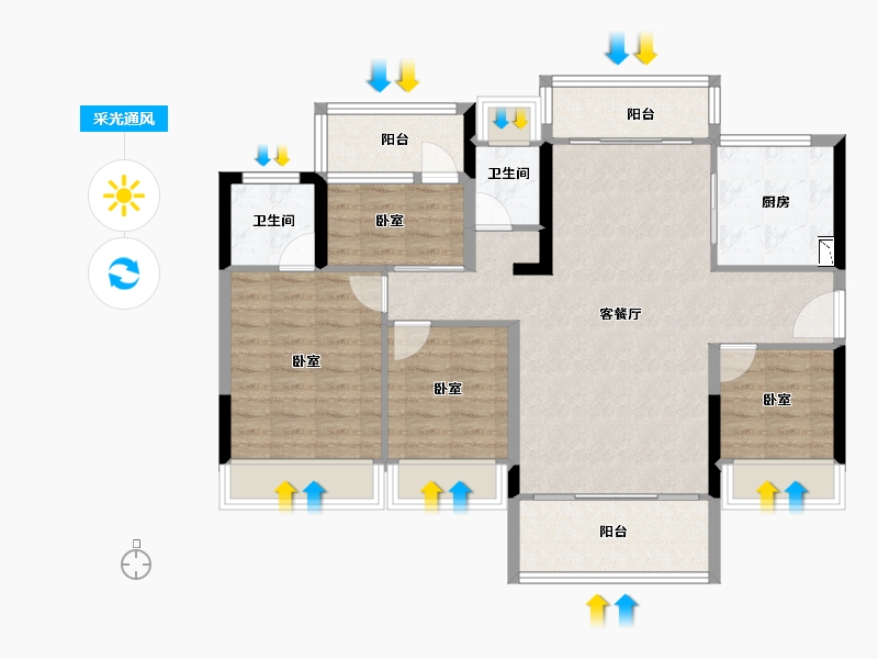 广东省-广州市-碧桂园十里江湾-96.49-户型库-采光通风