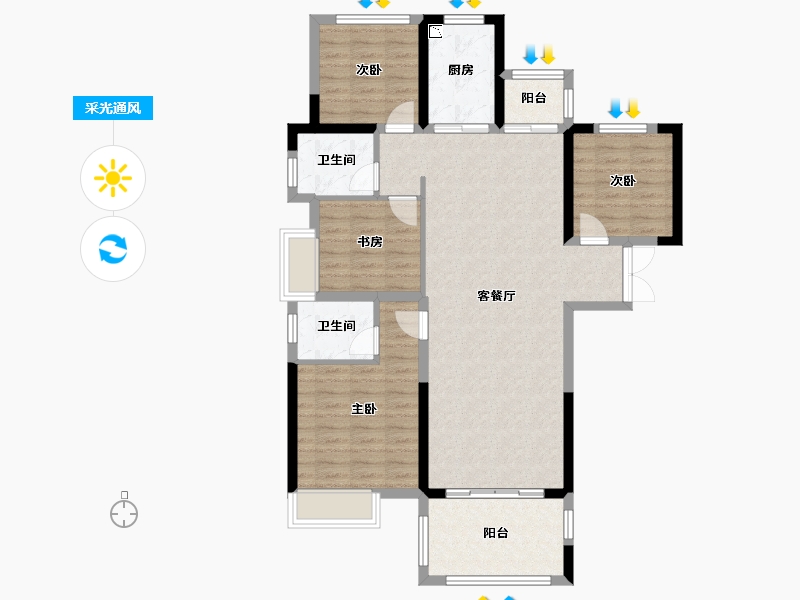 湖南省-湘潭市-湾田九华湖壹号-103.16-户型库-采光通风