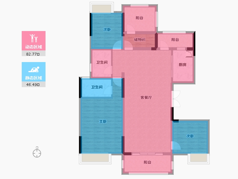 湖南省-湘潭市-湾田九华湖壹号-115.39-户型库-动静分区