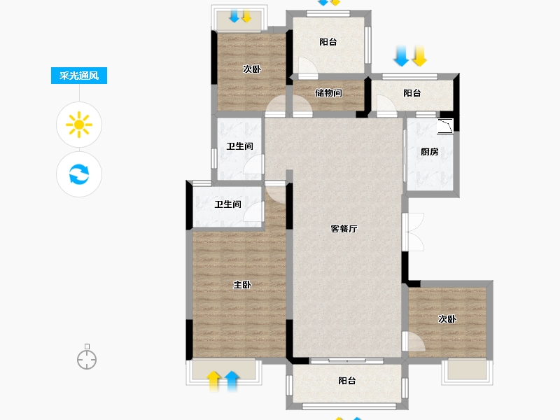 湖南省-湘潭市-湾田九华湖壹号-115.39-户型库-采光通风