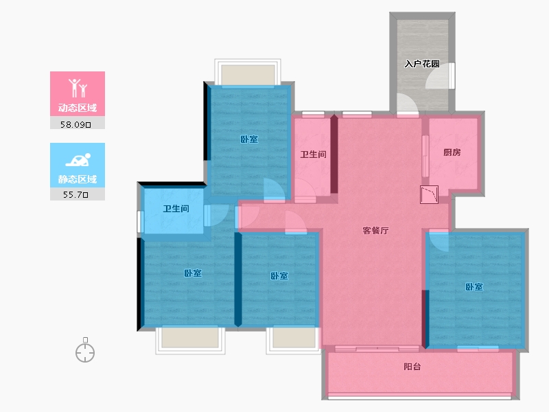 湖北省-黄石市-金茂·观澜府-106.99-户型库-动静分区