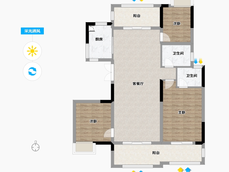 湖南省-湘潭市-湾田九华湖壹号-104.78-户型库-采光通风