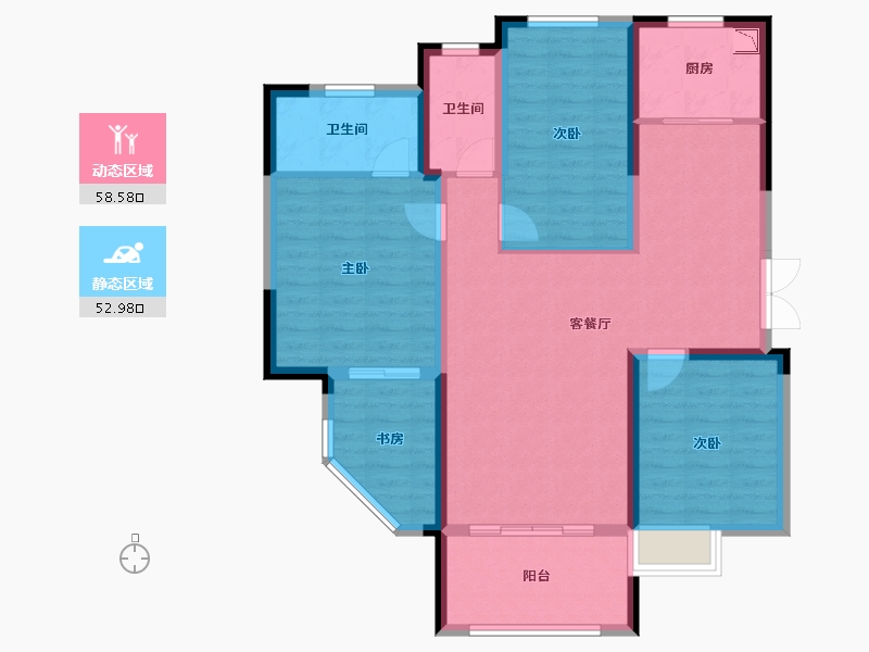 湖南省-湘潭市-湘潭万达广场（万达华府）-99.69-户型库-动静分区