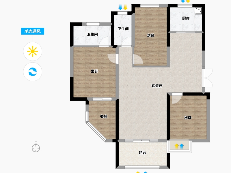 湖南省-湘潭市-湘潭万达广场（万达华府）-99.69-户型库-采光通风