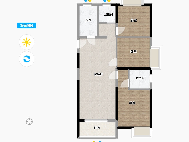 湖北省-武汉市-城投丰山府-76.82-户型库-采光通风