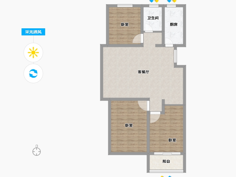 河南省-开封市-宝业龙湖御城-90.73-户型库-采光通风