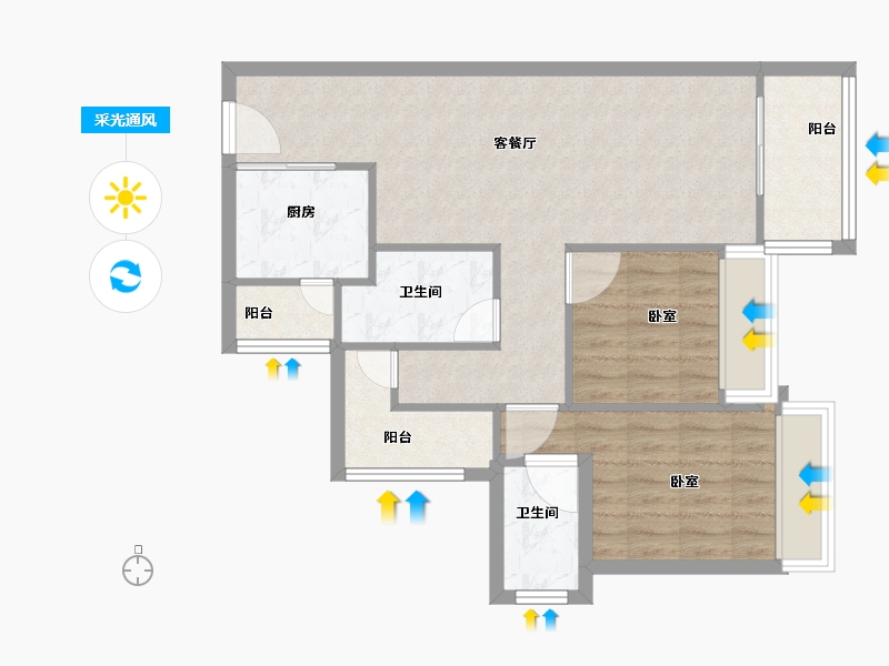 广东省-广州市-龙光天曜-74.01-户型库-采光通风