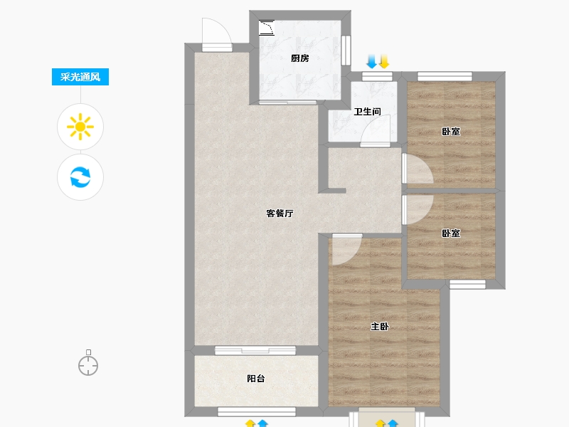 福建省-厦门市-首开龙湖春江彼岸-63.58-户型库-采光通风