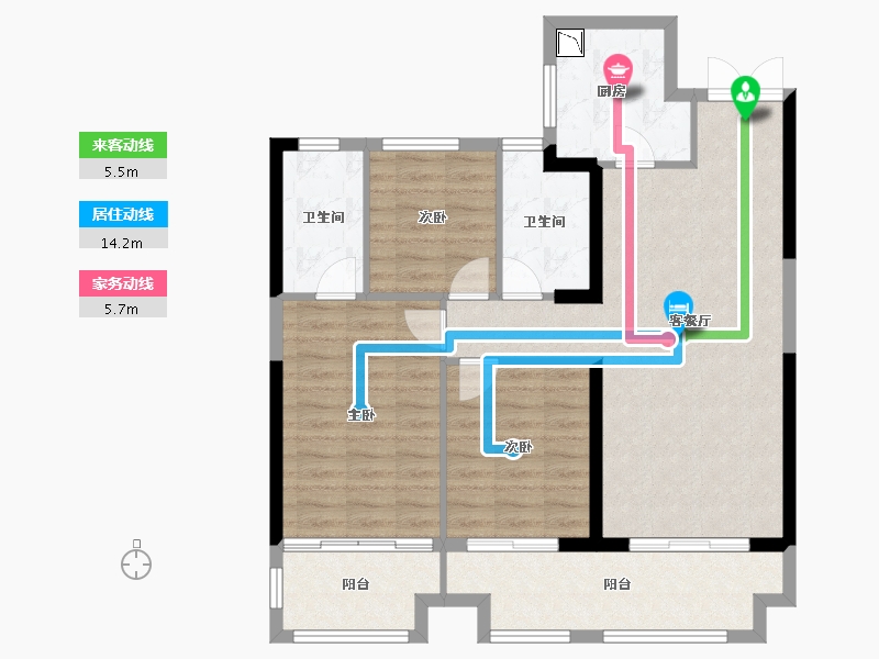 湖南省-湘潭市-湾田九华湖壹号-94.75-户型库-动静线