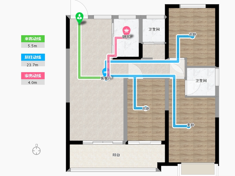 安徽省-蚌埠市-荣盛华府二区·玖珑院-101.00-户型库-动静线