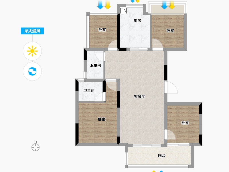 广东省-广州市-保利紫山花园-88.00-户型库-采光通风